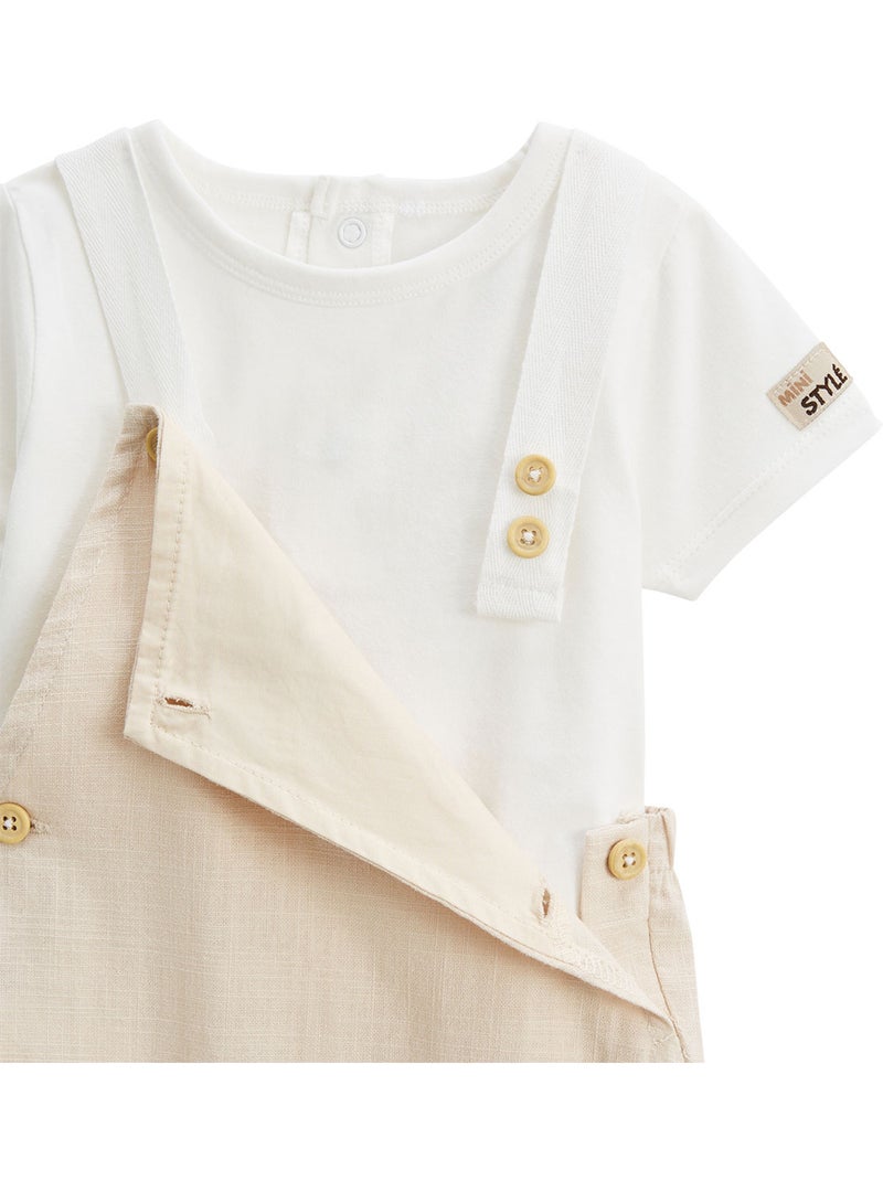 Ensemble salopette b?b? et t-shirt Auguste Beige sable - Kiabi