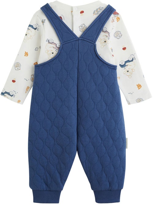 Ensemble salopette bébé en coton matelassé et t-shirt Emile - Kiabi