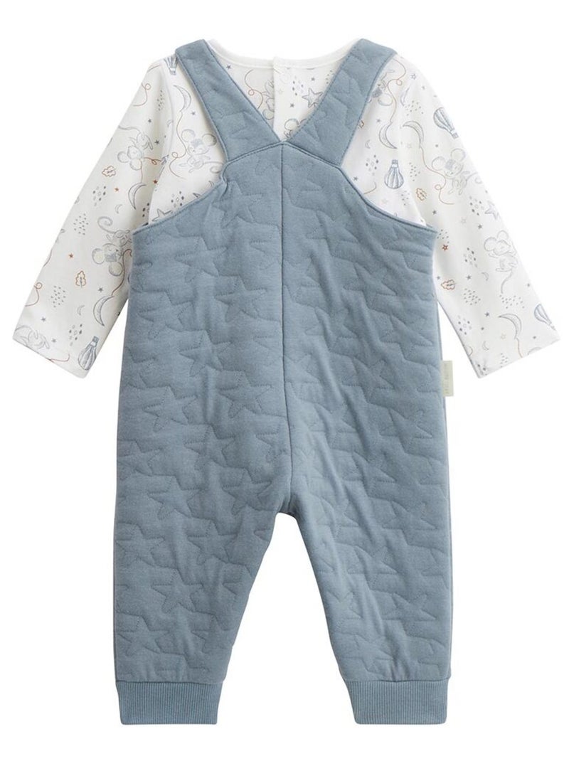 Ensemble salopette bébé en coton matelassé et t-shirt Rêverie Bleu - Kiabi