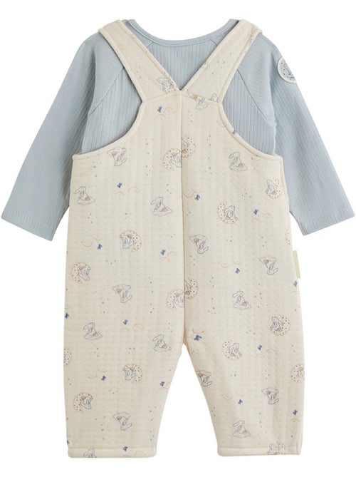 Ensemble salopette bébé en coton matelassé et t-shirt voix lactée - Kiabi