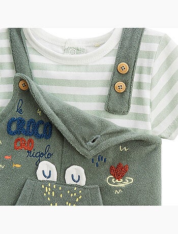 Ensemble salopette bébé en éponge et t-shirt Crocro rigolo