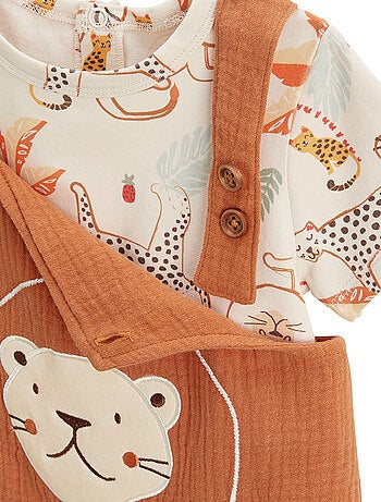Ensemble salopette bébé en gaze de coton et t-shirt tango