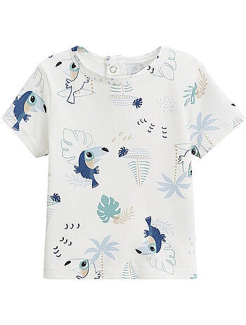 Ensemble salopette bébé en gaze de coton et t-shirt toucana