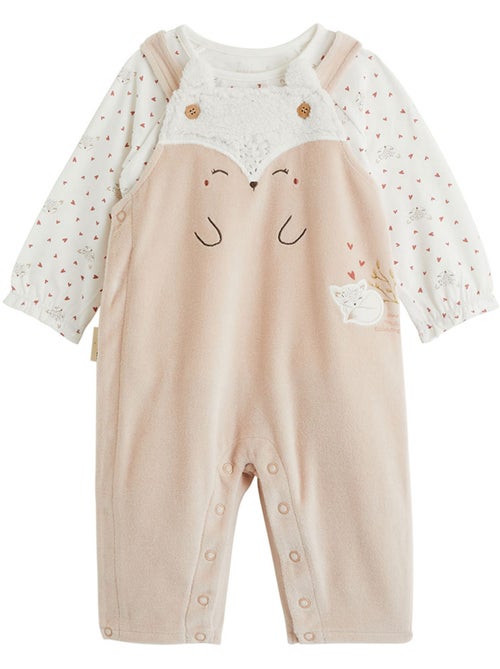 Ensemble salopette bébé en molleton et t-shirt doucette - Kiabi