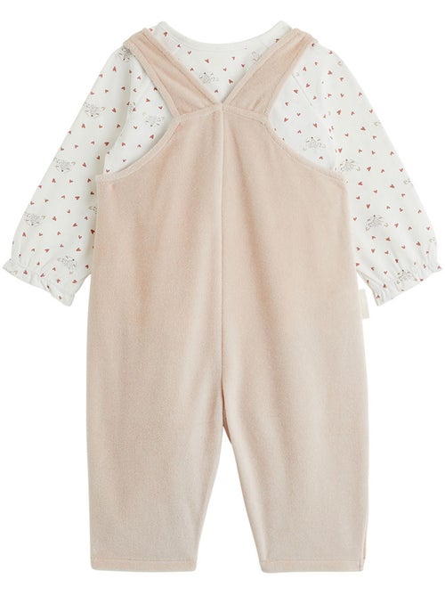 Ensemble salopette bébé en molleton et t-shirt doucette - Kiabi