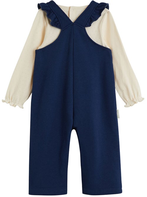 Ensemble salopette bébé en molleton et t-shirt en pointelle ollie - Kiabi