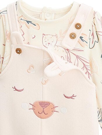 Ensemble salopette bébé en molleton et t-shirt matcha
