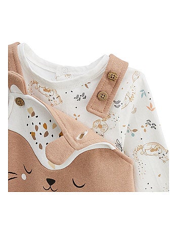 Ensemble salopette bébé en molleton et t-shirt mini loutre