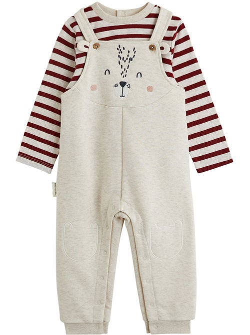 Ensemble salopette bébé en molleton et t-shirt pistache - Kiabi