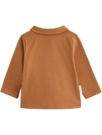 Ensemble salopette bébé en sherpa et t-shirt caramel