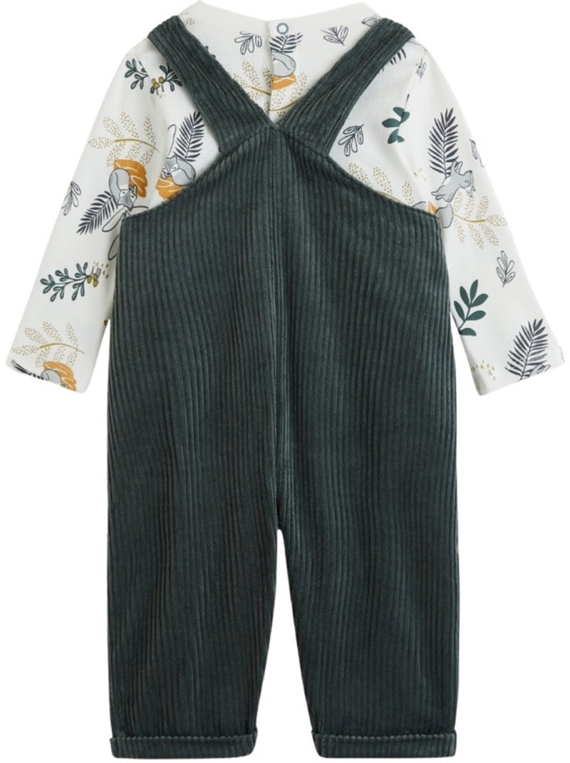 Ensemble salopette bébé en velours côtelé et t-shirt Elliott Vert - Kiabi
