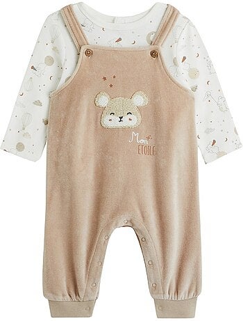 Ensemble salopette bébé en velours et t-shirt eliah