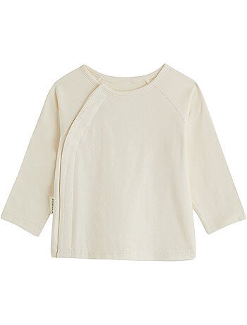 Ensemble salopette bébé matelassé et t-shirt caramel