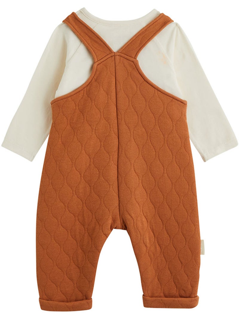 Ensemble salopette bébé matelassé et t-shirt caramel Marron - Kiabi