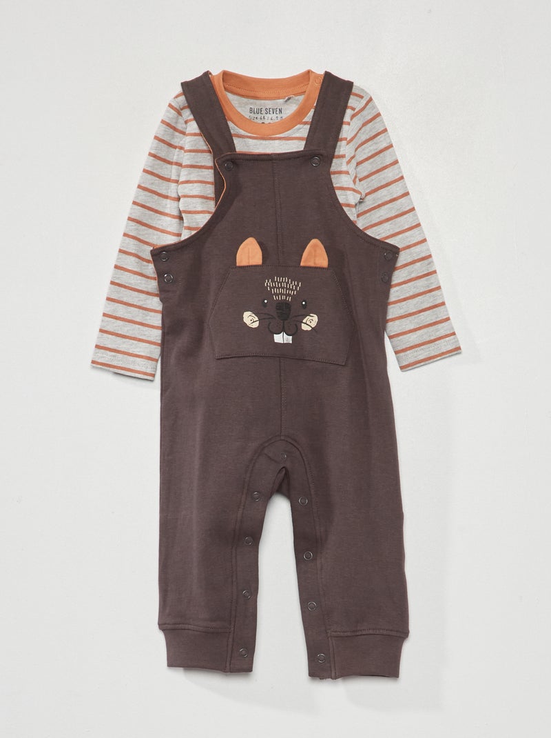 Ensemble salopette + body - 2 pièces Gris - Kiabi