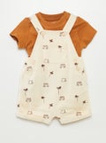Ensemble salopette short + t-shirt - 2 pièces BLANC - Kiabi