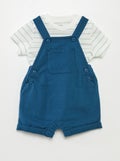 Ensemble salopette short + t-shirt - 2 pièces BLEU - Kiabi