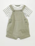 Ensemble salopette short + t-shirt - 2 pièces VERT - Kiabi