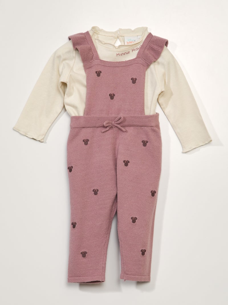 Ensemble salopette + t-shirt Blanc/rose - Kiabi