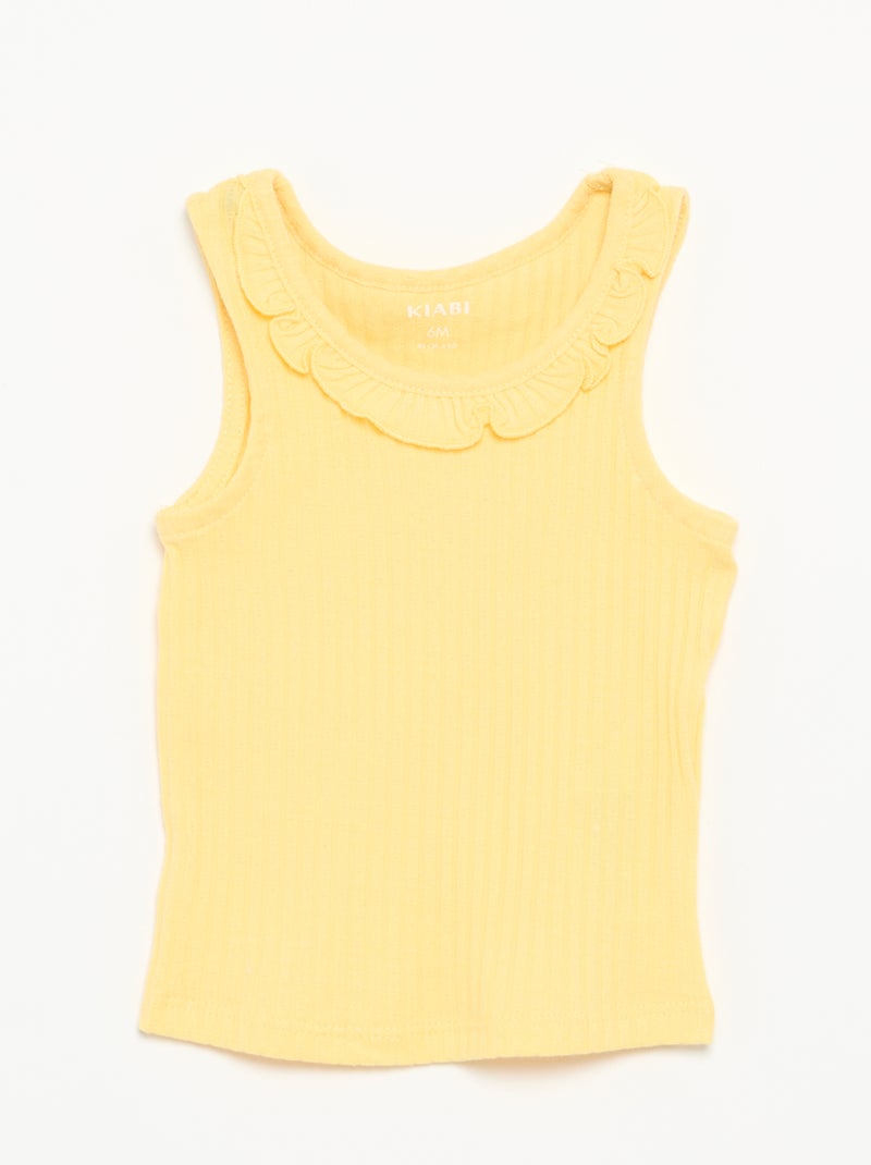 Ensemble short + débardeur en maille pointelle Jaune - Kiabi