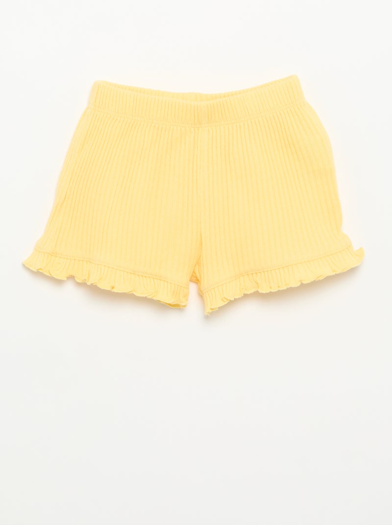 Ensemble short + débardeur en maille pointelle Jaune - Kiabi