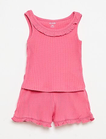 Ensemble short + débardeur en maille pointelle