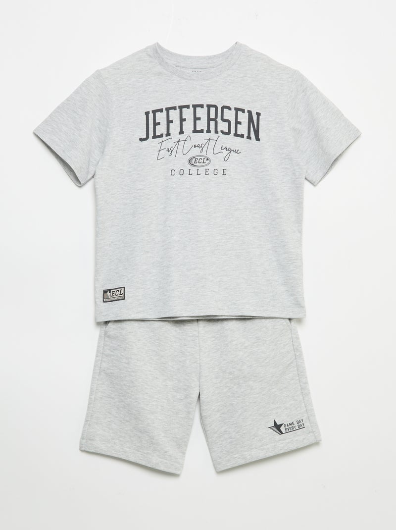 Ensemble short + t-shirt - 2 pièces Gris - Kiabi