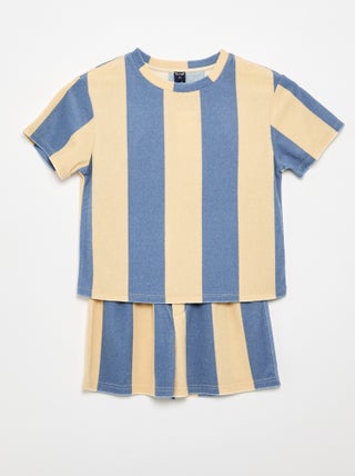 Ensemble short + T-shirt en maille bouclette