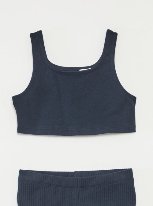 Ensemble sport débardeur + cycliste côtelé - 2 pièces - Kiabi