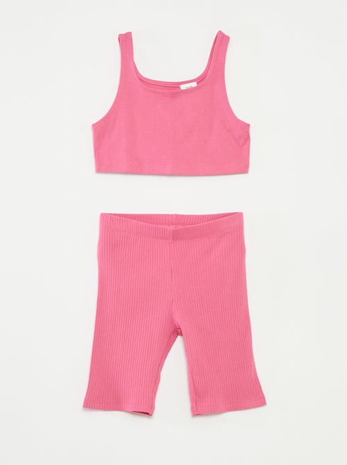 Ensemble sport débardeur + cycliste côtelé - 2 pièces - Kiabi