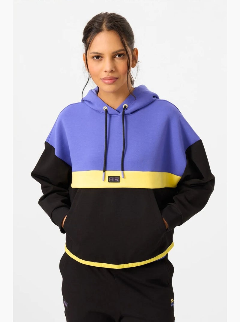 Ensemble sweat à capuche et pantalon à blocs de couleur tommy Noir Violet - Kiabi