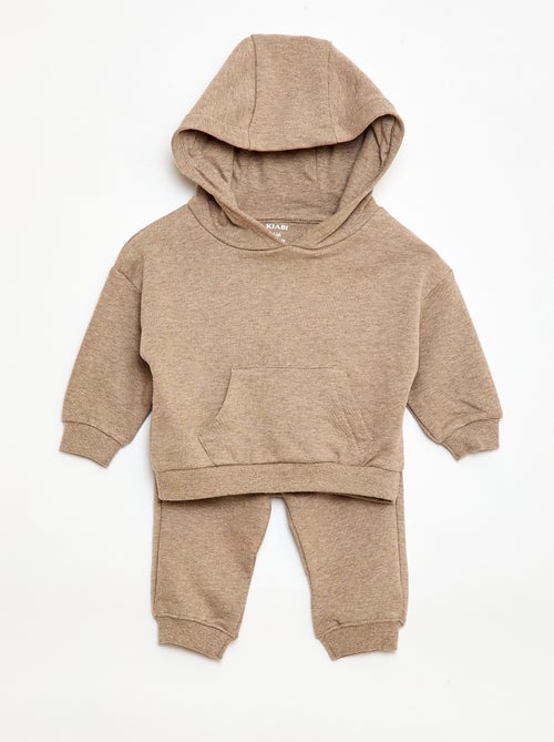 Ensemble sweat à capuche + jogging monochrome - 2 pièces - Kiabi