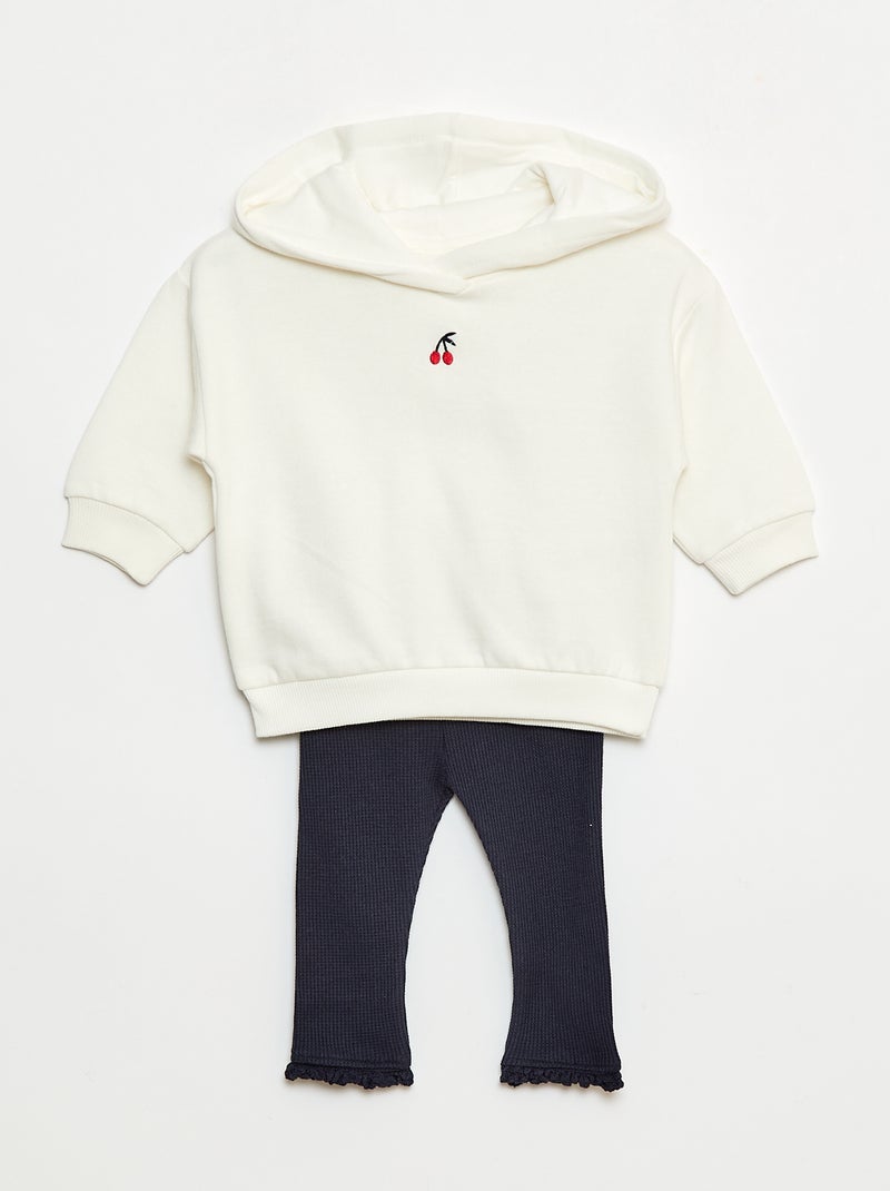 Ensemble sweat à capuche + legging maille Blanc - Kiabi