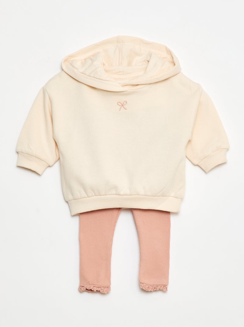Ensemble sweat à capuche + legging maille Rose - Kiabi