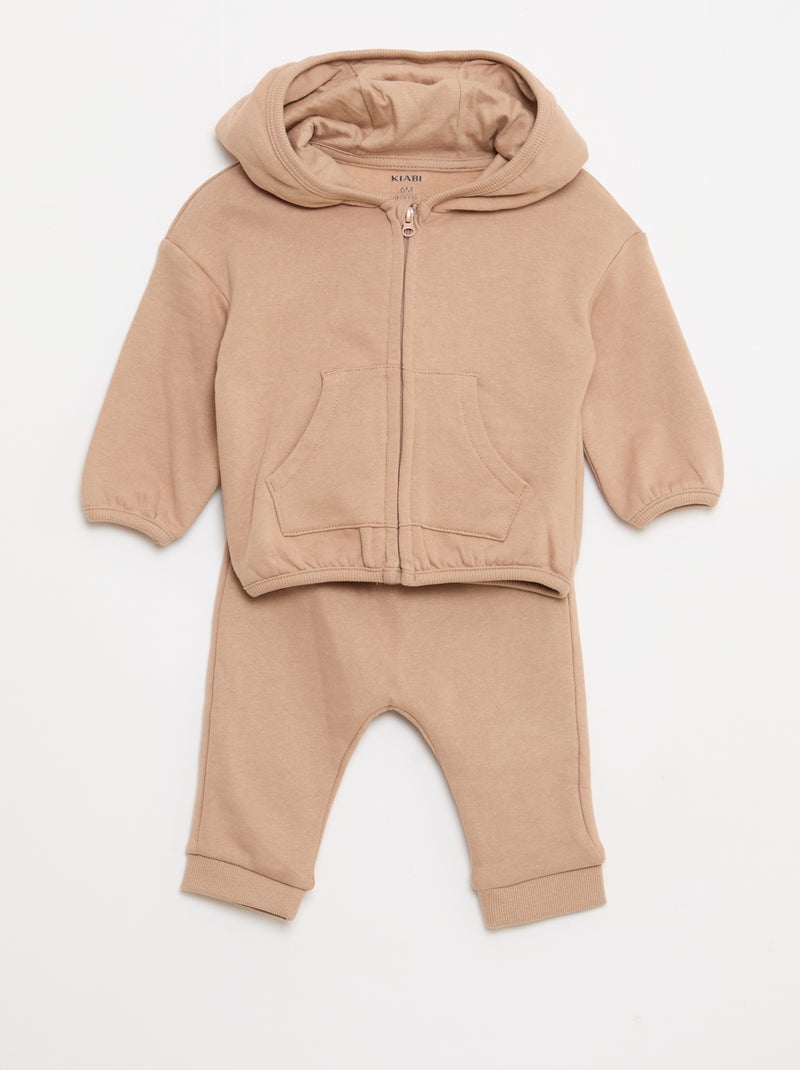 Ensemble sweat à capuche zippé + pantalon - 2 pièces Beige - Kiabi