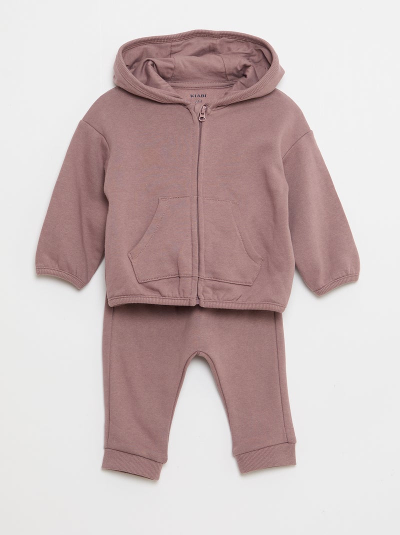 Ensemble sweat à capuche zippé + pantalon - 2 pièces Violet - Kiabi