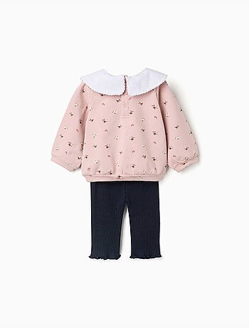 Ensemble sweat en coton peigné et legging côtelé