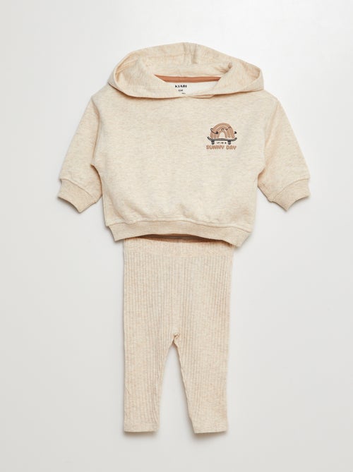 Ensemble sweat en molleton + legging côtelé - 2 pièces - Kiabi