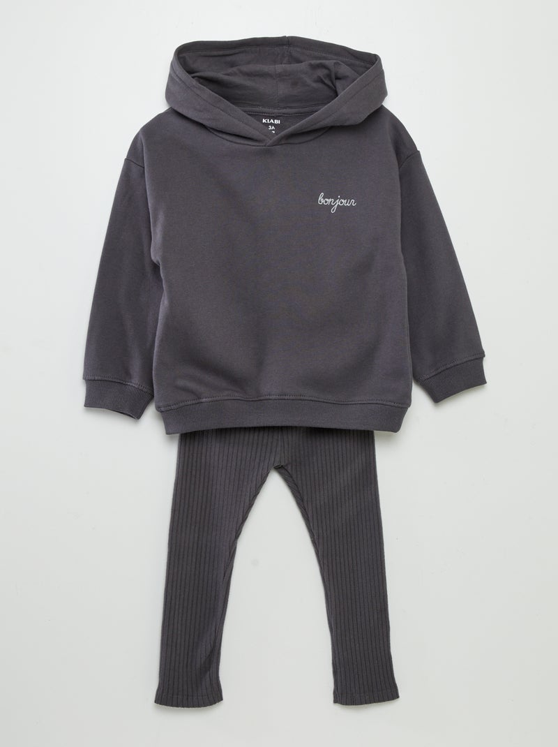 Ensemble sweat et legging côtelé - 2 pièces Gris - Kiabi