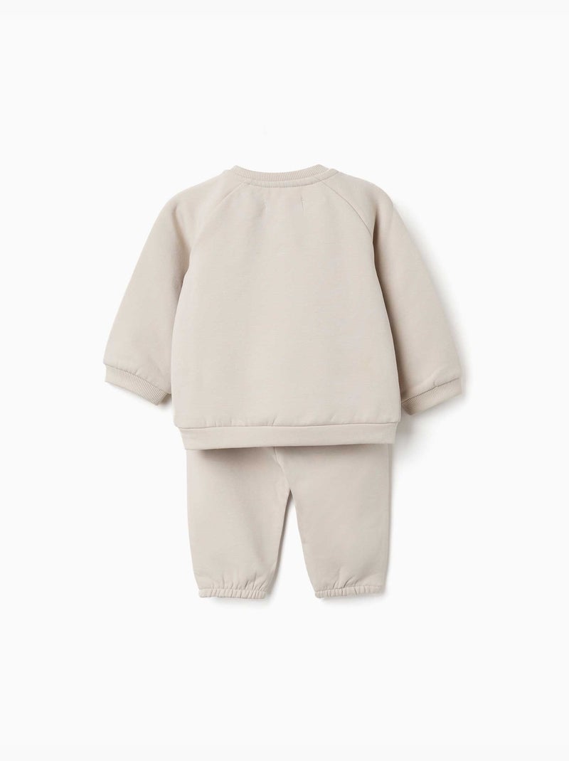 Ensemble sweat et pantalon en coton peigné Gris clair - Kiabi