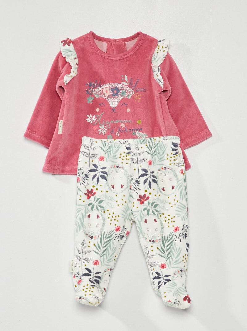 Ensemble sweat et pantalon en polaire - Rose - Kiabi