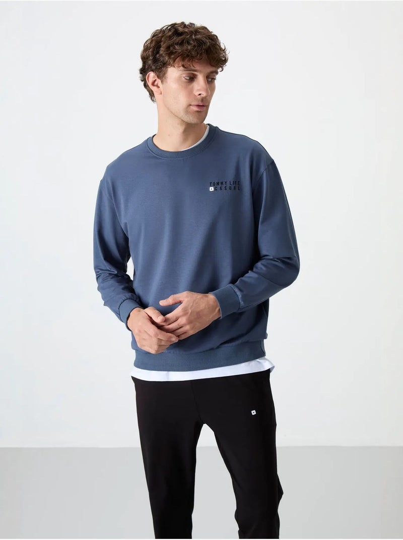 Ensemble sweat et pantalon oversize col rond tommy Bleu - Kiabi