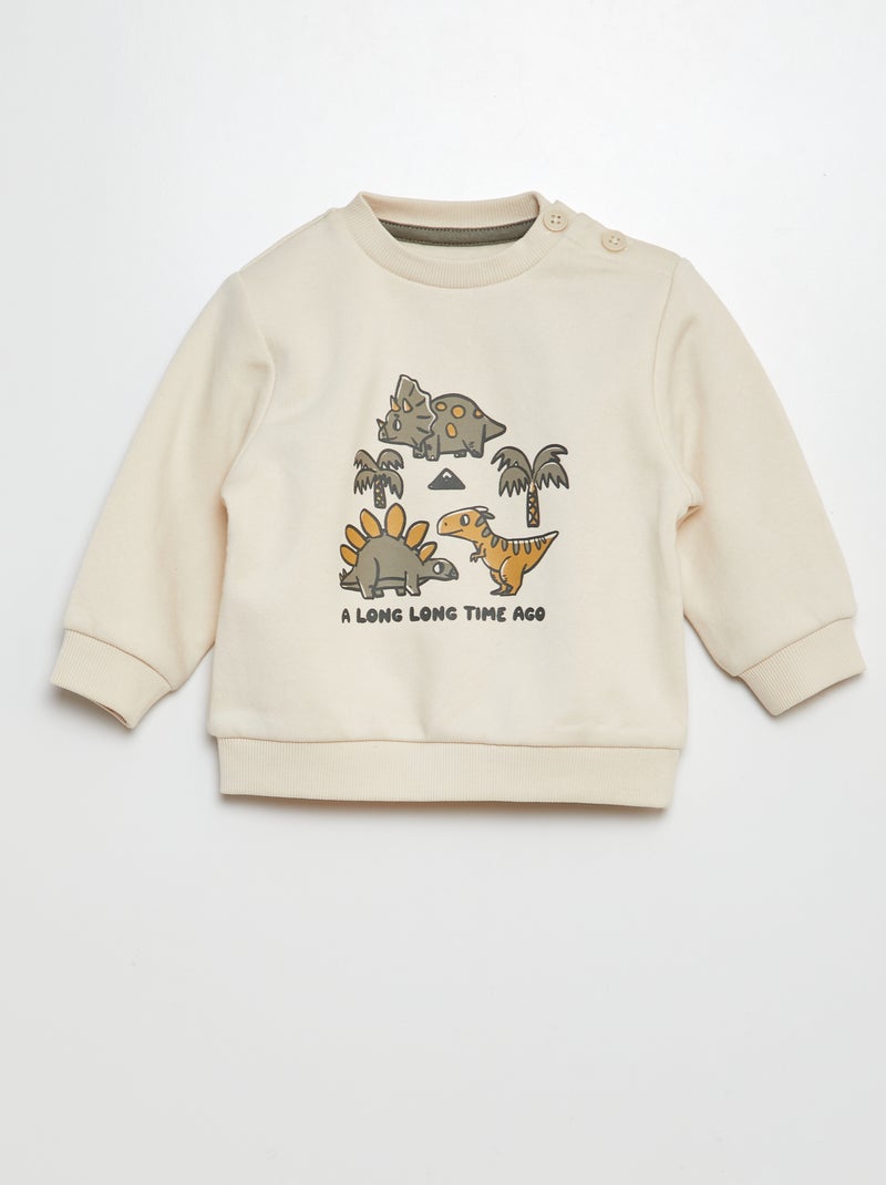 Ensemble sweat imprimé + jogging Blanc/kaki - Kiabi