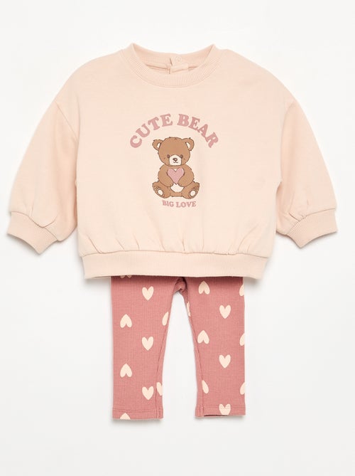 Ensemble sweat imprimé + legging - Kiabi
