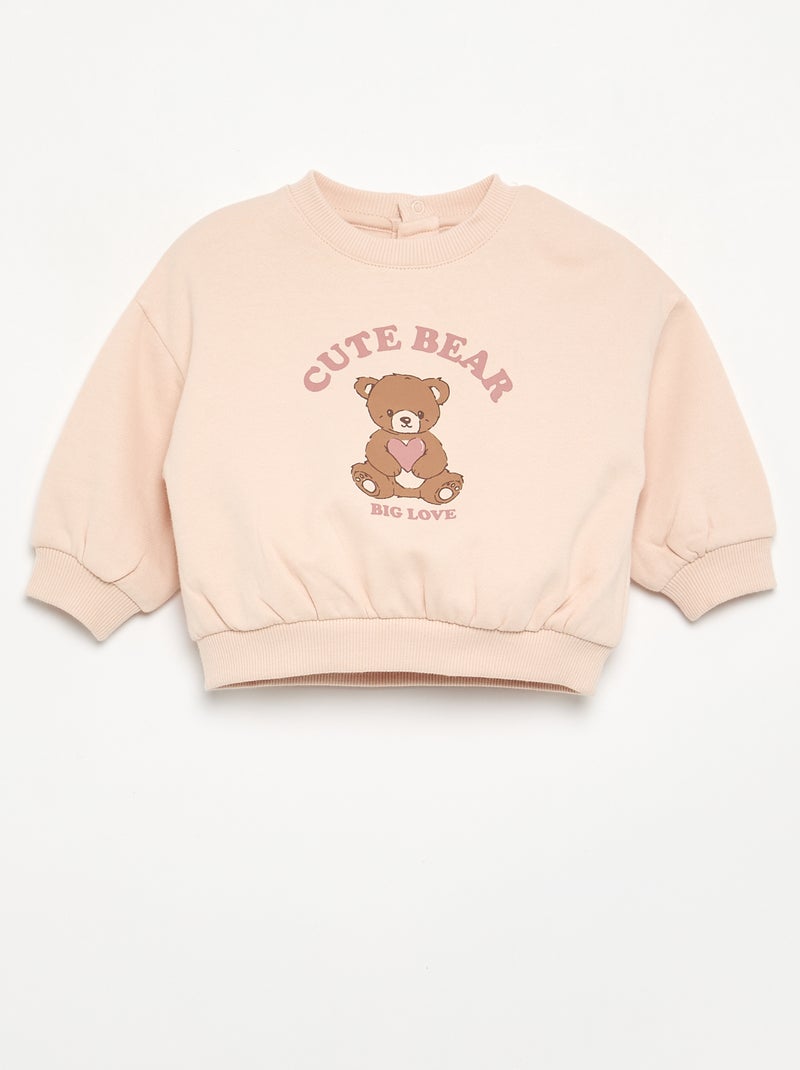 Ensemble sweat imprimé + legging Rose - Kiabi