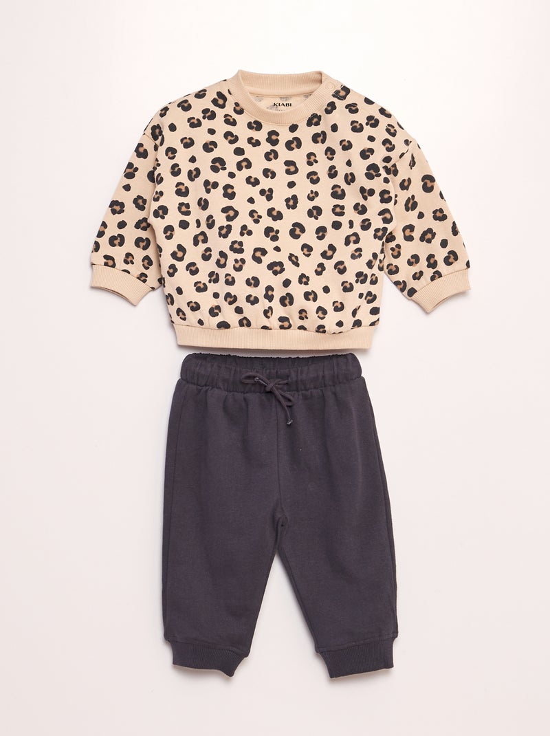 Ensemble sweat + jogging - 2 pièces Blanc/beige - Kiabi