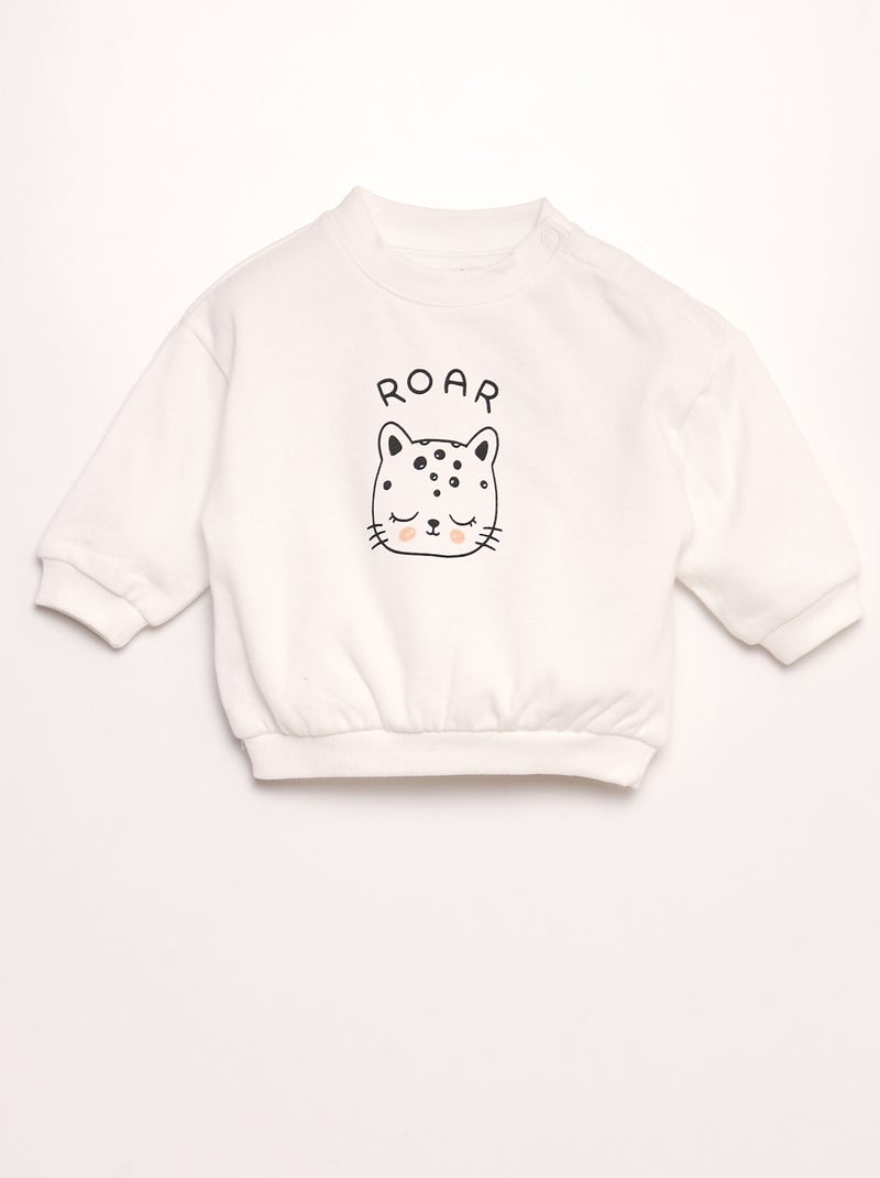 Ensemble sweat + jogging - 2 pièces Blanc/beige - Kiabi