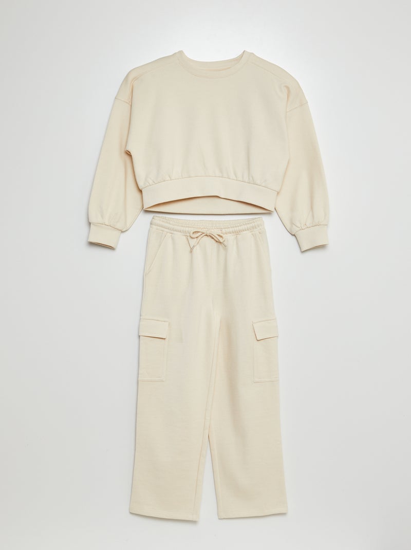 Ensemble sweat + jogging uni - 2 pièces Blanc - Kiabi