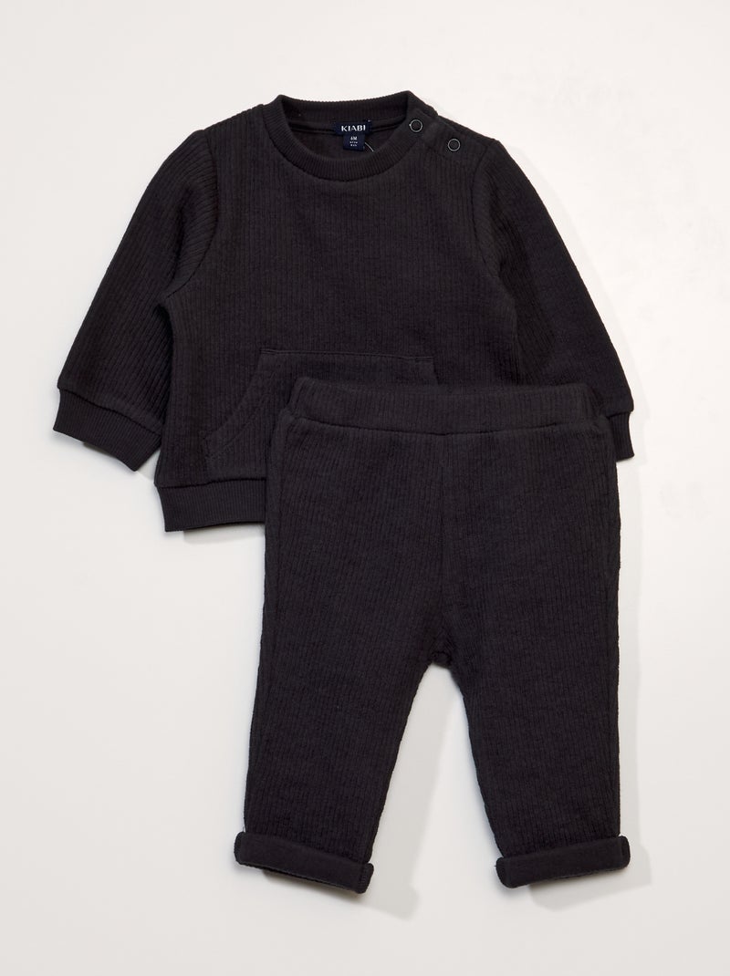 Ensemble sweat + legging côtelé - 2 pièces Gris - Kiabi