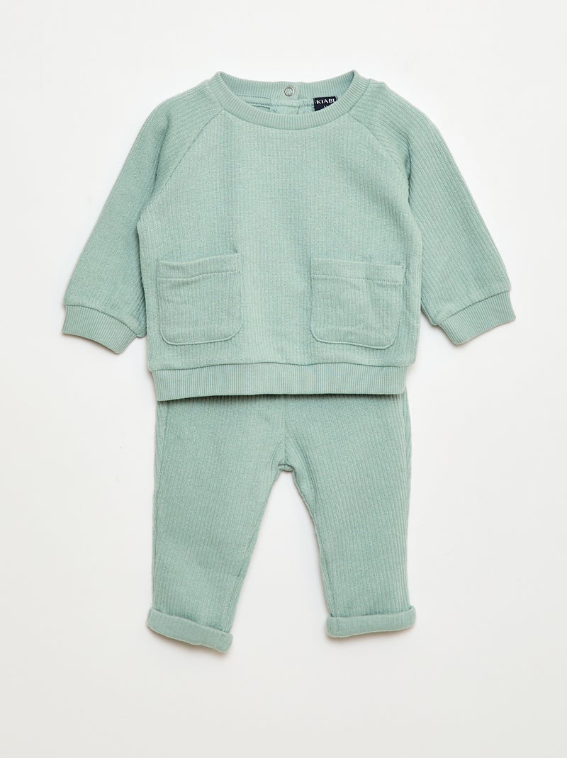 Ensemble sweat + legging côtelé - 2 pièces Vert - Kiabi